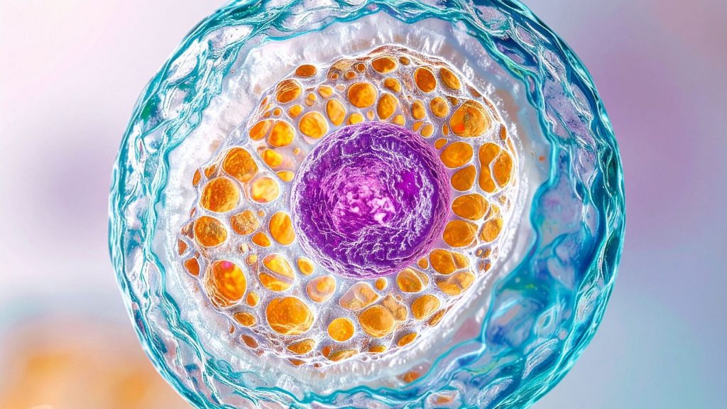 Mitochondria and longevity illustration showing cellular energy production