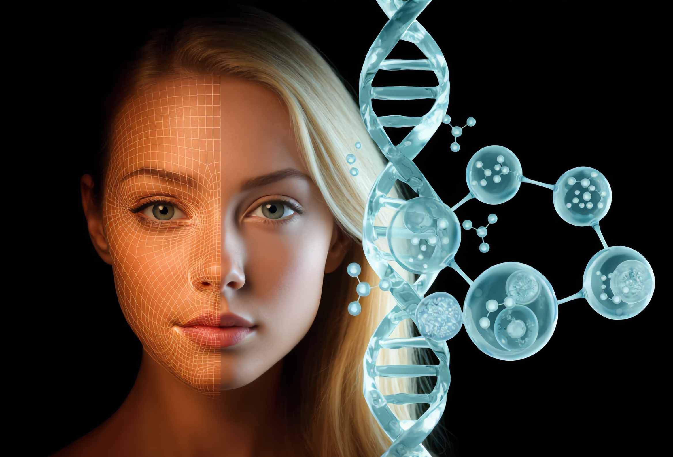 Peptide therapy science illustration showing cellular signaling and metabolic processes