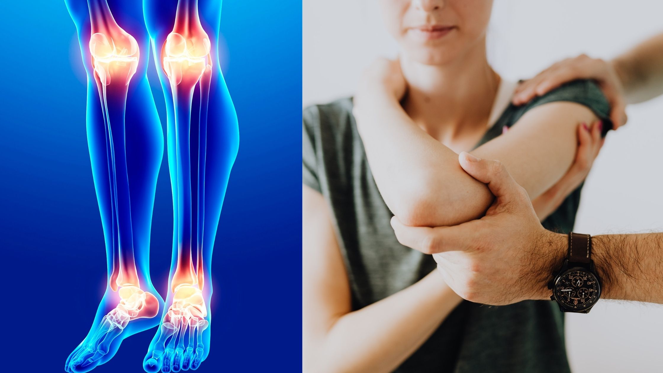 Joint pain and cellular health showing how inflammation and tissue repair affect healthy joints