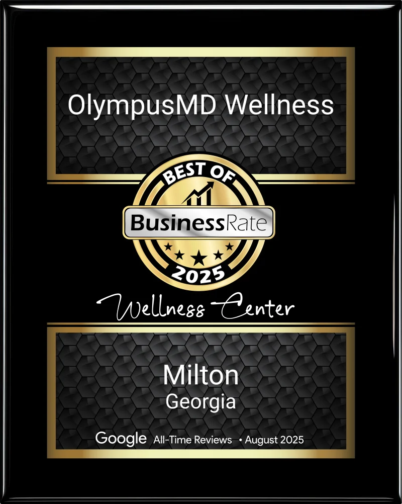 OlympusMD Wellness 2025 Best of BusinessRate award for Wellness Center in Milton, Georgia